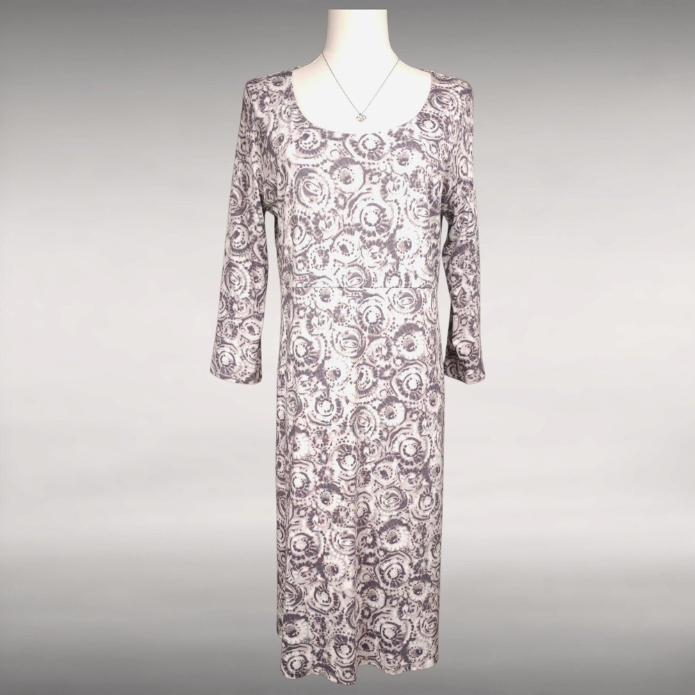 Pure Jill Abstract Swirl Medallion Cotton Modal Midi Dress Gray Womens Small S